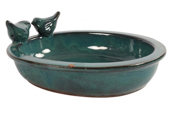 Keramické pítko pro ptáčky Momo, oválné, 10,5x30x23,5 cm, modré