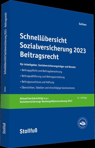 Schnellübersicht Sozialversicherung 2023 Beitragsrecht