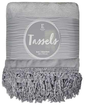 Mikrovláknový pléd - deka TASSELS světle šedá 130x170 cm Essex Mikrovláknový pléd - deka TASSELS světle šedá 130x170 cm Essex