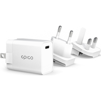 Cestovní adaptér EPICO 20W s měnitelnou zástrčkou Whi