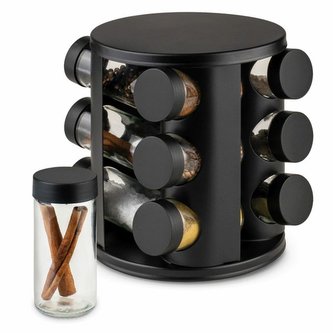 kořenka 12ks (90ml) černá, sklo/plast, FAVARO-otoč.stojan kořenka 12ks (90ml) černá, sklo/plast, FAVARO-otoč.stojan