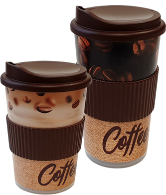 kelímek 4,0dl+pítko+manžeta, COFEE, plast