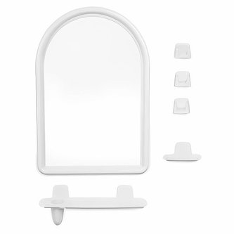 zrcadlo BEROSSI 56 BÍLÝ set, polička, mýdl.,3xháček, plast