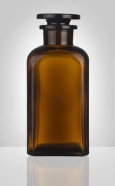 dóza-prachovnice  250ml-čtv.hnědá, zabr.víko, sklo
