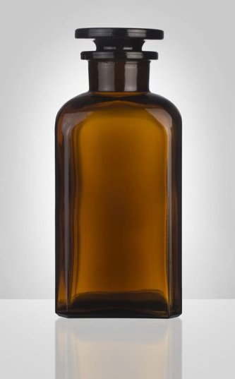 dóza-prachovnice  250ml-čtv.hnědá, zabr.víko, sklo