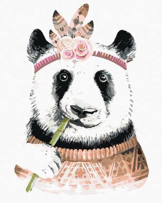 Malování podle čísel - BOHO PANDA - 80x100 cm, vypnuté plátno na rám