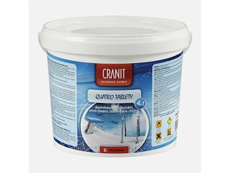 Multifunkční tablety pro chlorovou dezinfekci bazénové vody CRANIT Quatro 4v1 2,4kg Multifunkční tablety pro chlorovou dezinfekci bazénové vody CRANIT Quatro 4v1 2,4kg