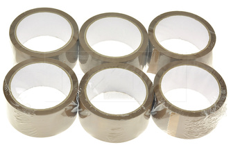 Lepící páska 48mm x 53m, set 6ks - Hnědá