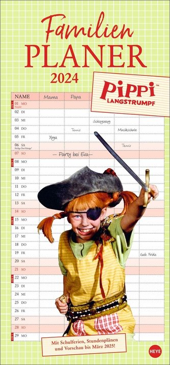 Pippi Langstrumpf Familienplaner 2024