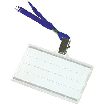 Visačka s modrým závěsem na krk, 88x50, DONAU