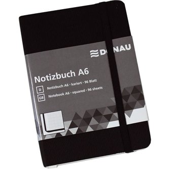 Zápisník DONAU, A6, čtverečkovaný, černý