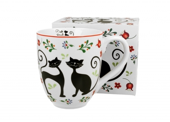 Porcelánový hrnek XXL Etno cats 1000 ml v dárkové krabičce