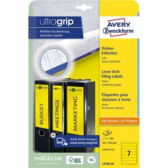 Etik.pořad.Avery Zweckform-žluté,192x38 mm,140ks