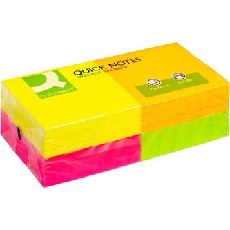 Bločky Q-Connect, 76x76 mm, neonové