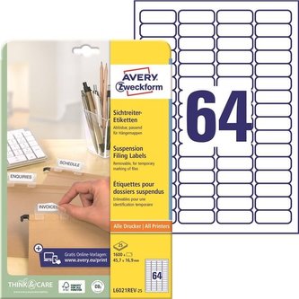 Etikety na záv.složky Avery 45,7x16,9 mm,1600 ks