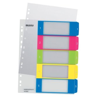 Celoplastové rejstříky "Wow", A4 Maxi, 1-5, LEITZ