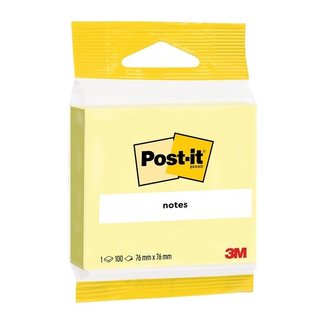 Samolepicí bloček, žlutá, 76 x 76 mm, 100 listů, blistr, 3M POSTIT 7100172243