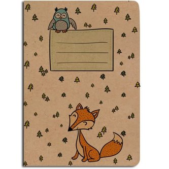 Kraftový sešit A5, linkovaný, liška