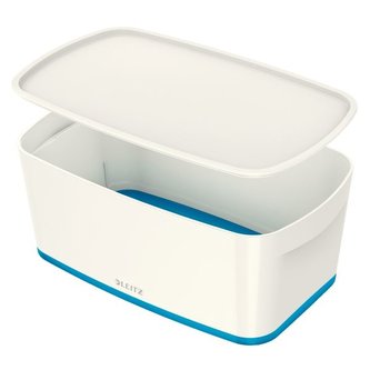 Úložný box s víkem "MyBox", bílo-modrá, malý, LEITZ