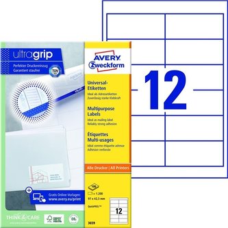 Univerzální etikety, 97,0 x 42,3 mm, 1200 ks Univerzální etikety, 97,0 x 42,3 mm, 1200 ks