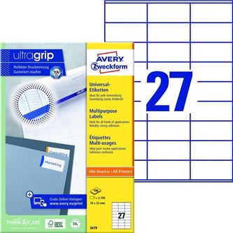 Univerzální etikety, 70 x 32 mm, 2700 ks Univerzální etikety, 70 x 32 mm, 2700 ks