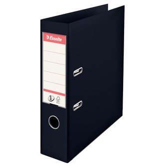 Pákový pořadač "Standard", ochranné spodní kování, Vivida černá, 75 mm, A4, PP, ESSELTE