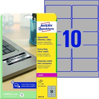 Vel.od.PE etik.Avery -stříbr.,96x50,8mm,200ks Vel.od.PE etik.Avery -stříbr.,96x50,8mm,200ks