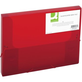 Box na spisy Q-C A4 s gumič, transp. červená 2,5cm