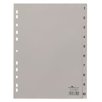 Plastový rozlišovač Durable - A4, šedý, 1-10