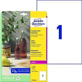 Vel. odolne tik.Avery čiré,210x297mm,25ks Vel. odolne tik.Avery čiré,210x297mm,25ks