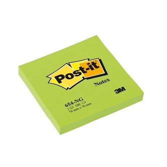 Bloček Post-it, 76x76 mm, neonově zelený, 6 ks