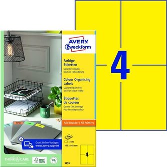 Žluté univerzální etikety, 105 x 148 mm, 400 ks Žluté univerzální etikety, 105 x 148 mm, 400 ks