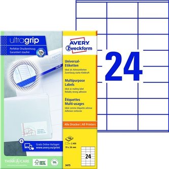 Univerzální etikety, 70,0 x 36,0 mm, 2400 ks Univerzální etikety, 70,0 x 36,0 mm, 2400 ks