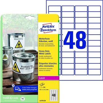 Vel.od.PE etik.Avery -bílé 45,7x21,2mm,960ks Vel.od.PE etik.Avery -bílé 45,7x21,2mm,960ks