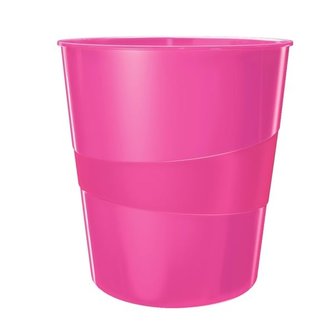 Odpadkový koš "Wow", metalická růžová, 15 l, LEITZ