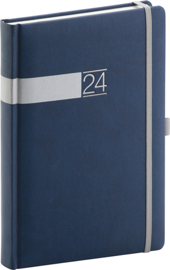 Denní diář Twill 2024 modro-stříbrný