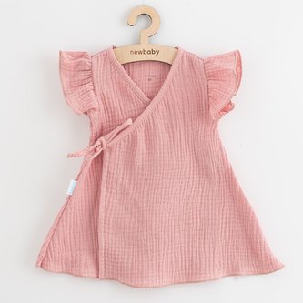 Letní kojenecké mušelínové šaty New Baby Soft dress růžová - velikost 56 (0-3m)