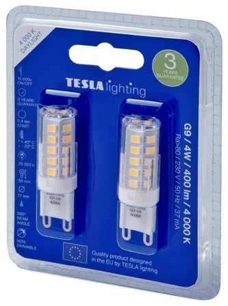 Tesla LED žárovka G9 2ks /4W/230V/400lm/4000K/25 000h/360st