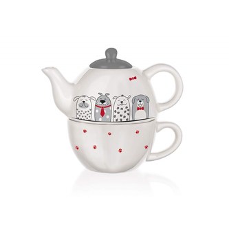 BANQUET Konvička keramická se šálkem DOGS