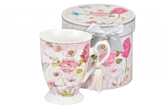 Porcelánový hrnek na stopce Rosa 300 ml v dárkové krabičce