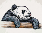 Malování podle čísel - OLIZUJÍCÍ SE PANDA - 80x100 cm, vypnuté plátno na rám