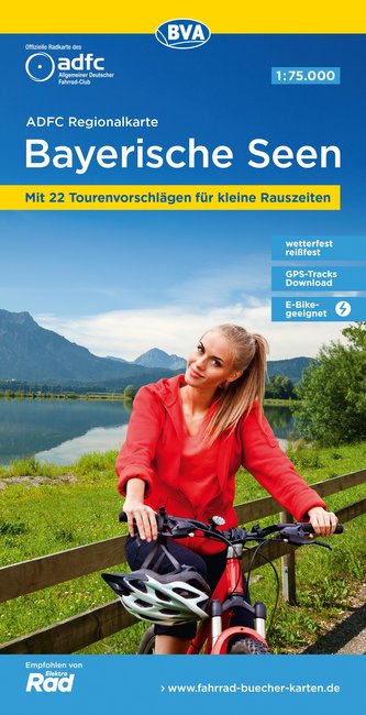 ADFC-Regionalkarte Bayerische Seen, 1:75.000, reiß- und wetterfest, mit kostenlosem GPS-Download der Touren via BVA-website oder