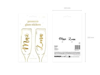 Naklejki na kieliszki Mąż i Żona złote 2szt