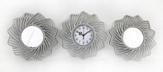 Plastový nástěnný set - hodiny a zrcadla Ø25cm - sada 3ks, 1/20