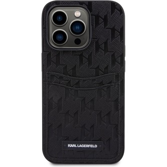 Karl Lagerfeld Saffiano Monogram Card Slot kryt iPhone 13 Pro černý