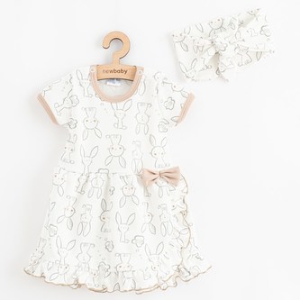 Kojenecké bavlněné šatičky s čelenkou New Baby Rabbit friends - velikost 68 (4-6m)