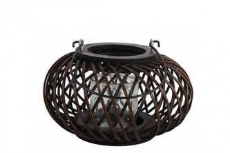 Proutěná lucerna Lena 14x23 cm, hnědá