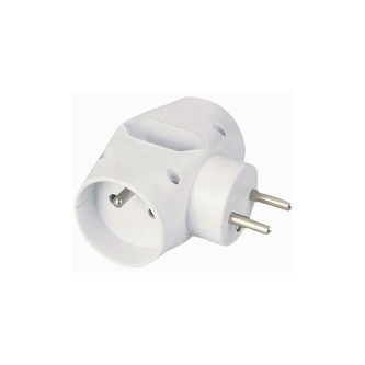 PremiumCord roztrojka 230V 10A 2x kulatá + 1x plochá zásuvka bílá