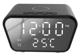 CRONO budík s bezdrátovým nabíjením, SZ-01, černý