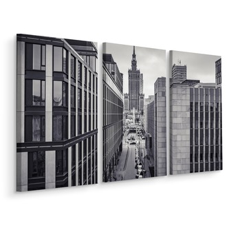 Vícedílné plátno Černobílé Panorama Centra Varšavy